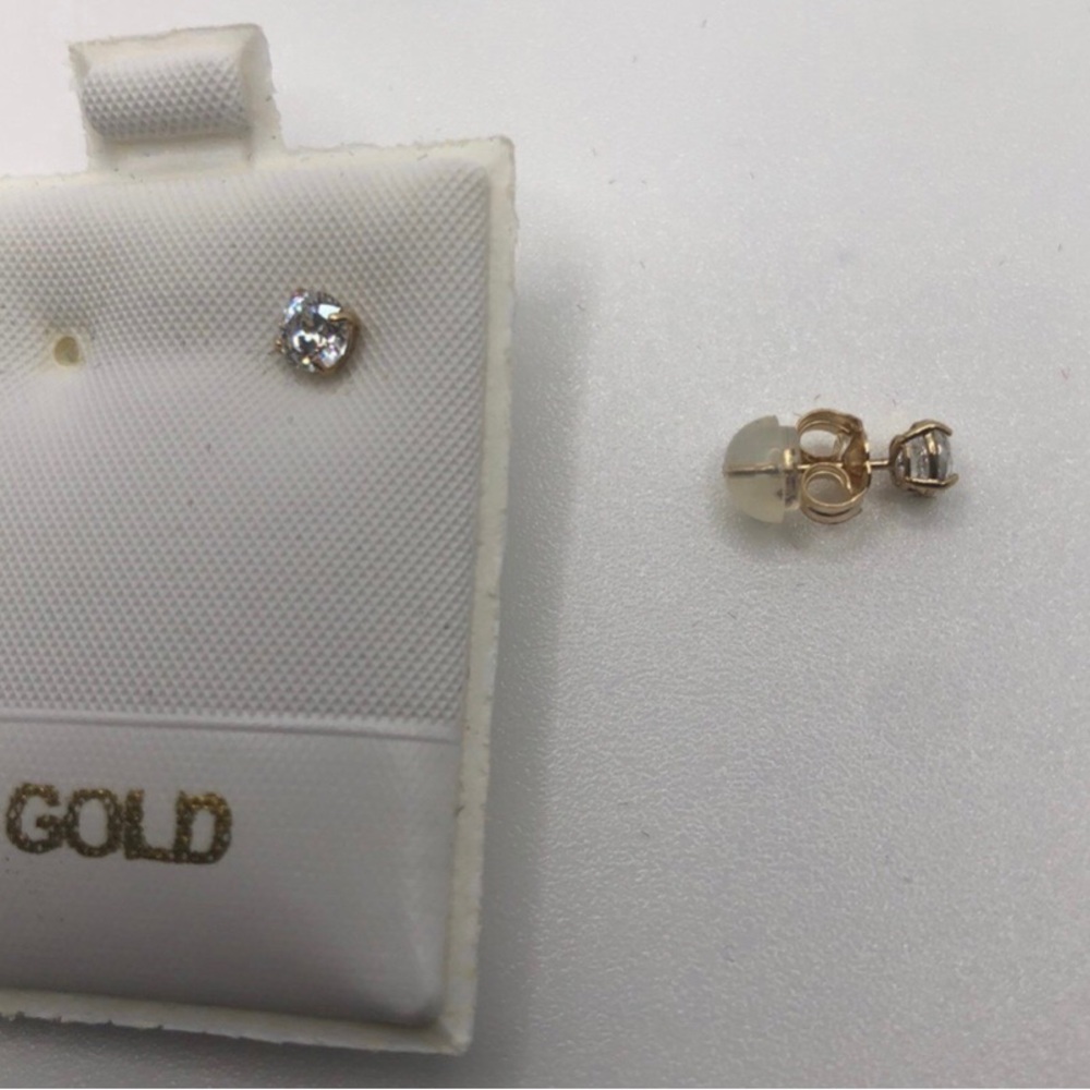 14k solid gold CZ stud earrings